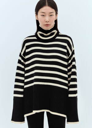 TOTEME Signature Stripe Roll Neck Sweater Black tot0251007