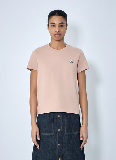 Moncler Pack of Three Cotton Jersey Logo T-Shirts Pink mon0264027