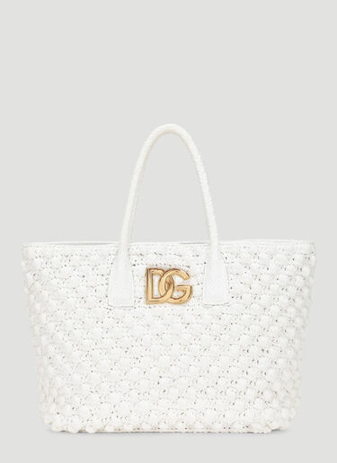 Dolce & Gabbana Raffia Crochet Tote Bag White dol0247100