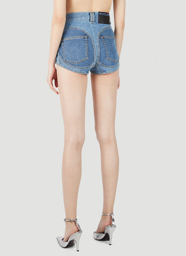 Mugler Structured Panel Denim Shorts Blue mug0251066