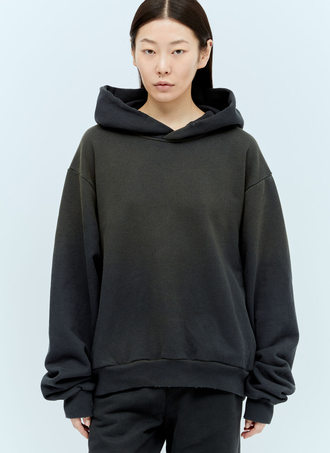 Shop Acne Studios Logo Print Hooded Sweatshirt In Black