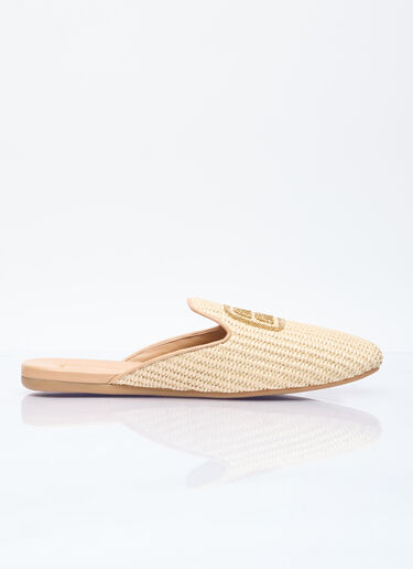 Miu Miu Woven Logo Mules Beige miu0256012