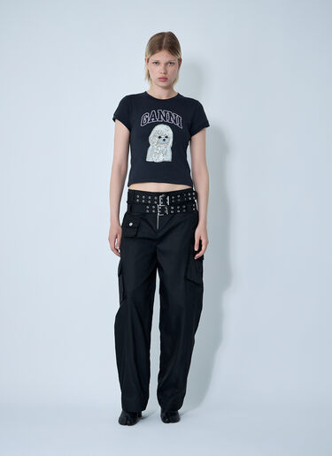 GANNI Logo Motif T-Shirt Dark Grey gan0261003