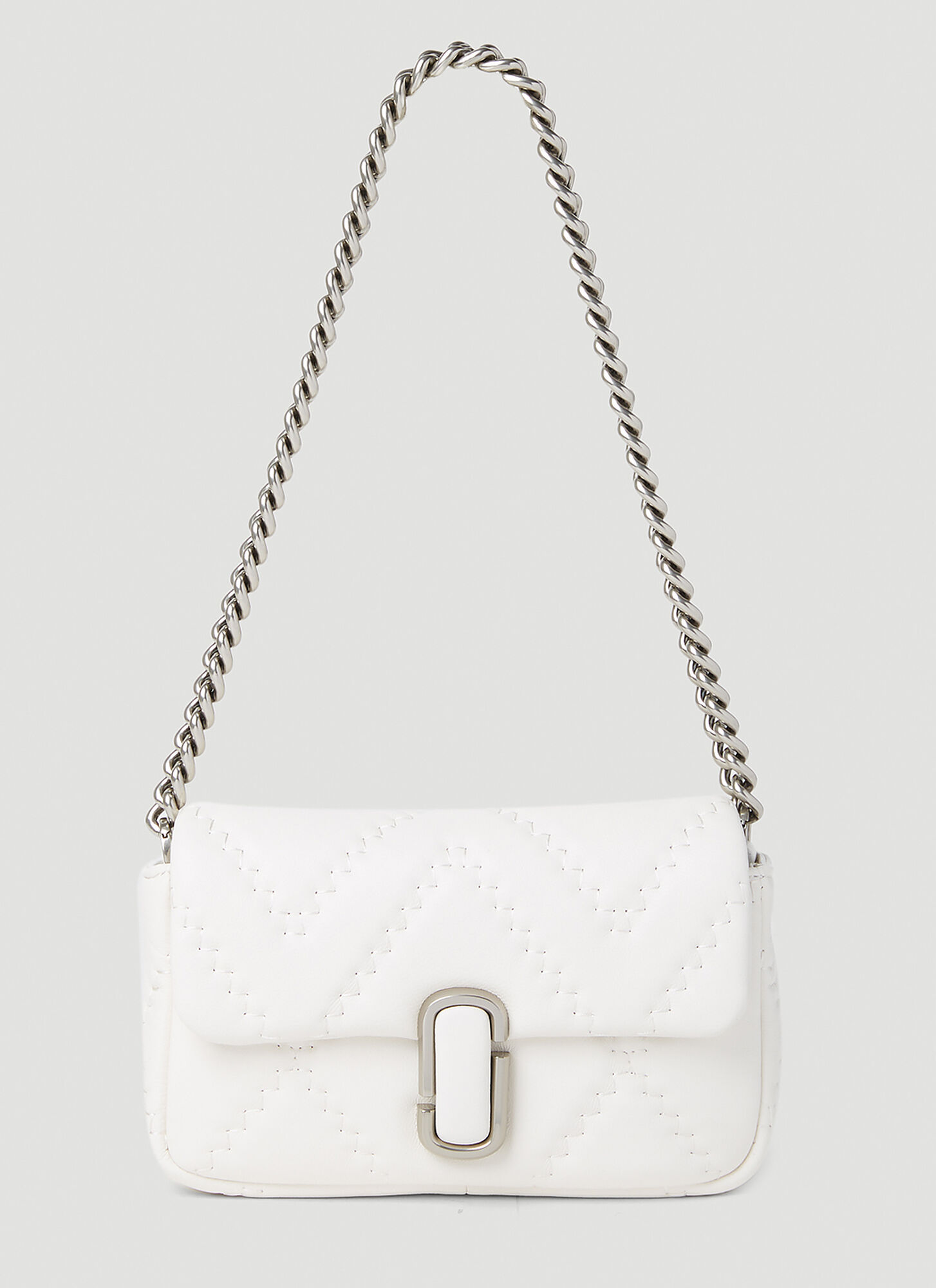 Marc Jacobs The Mini Quilted Leather J Marc Shoulder Bag In White