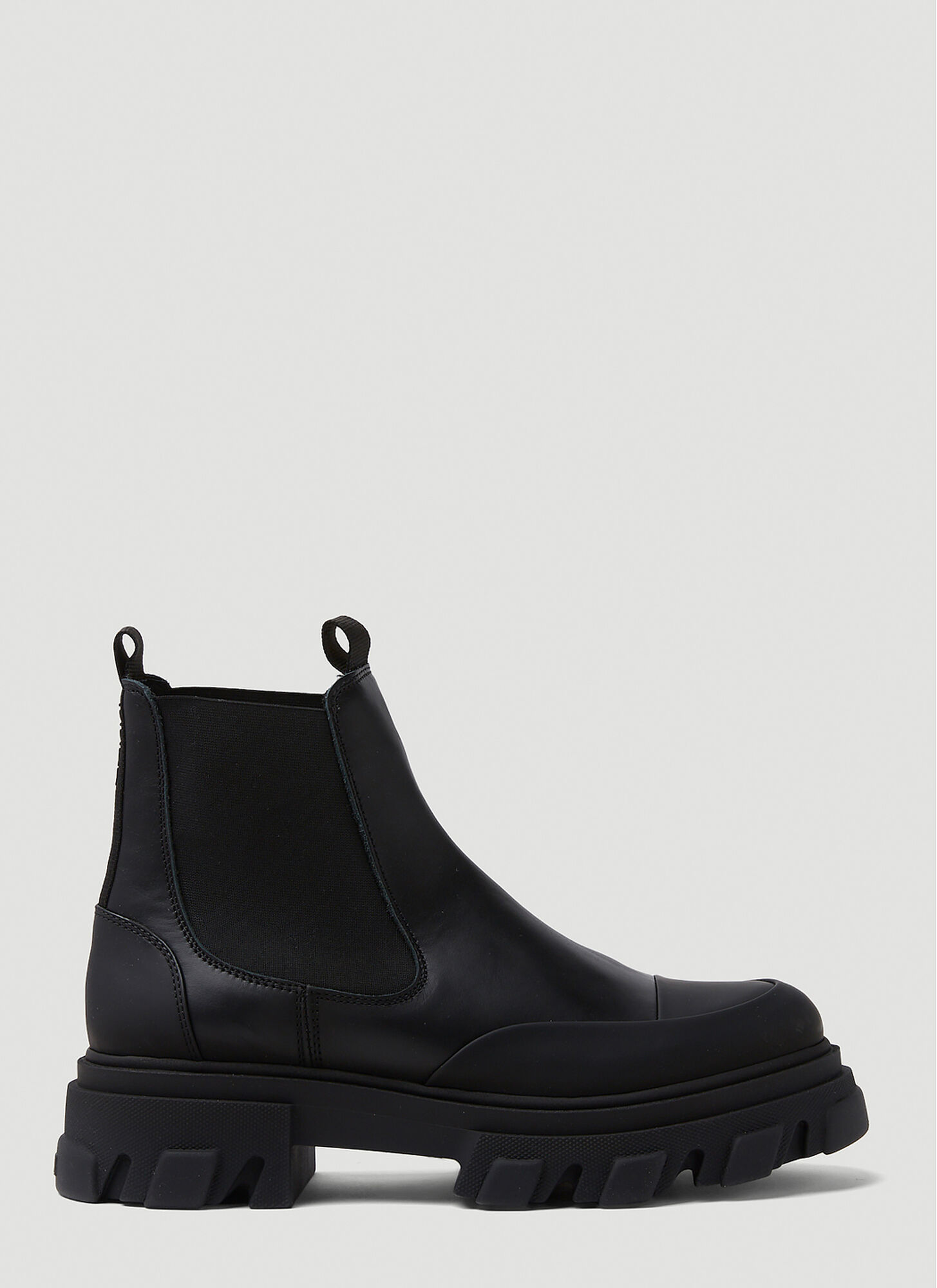 Shop Ganni Leather Chelsea Ankle Boots In Black