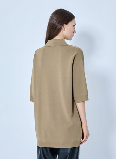 LN-CC® - Max Mara: Oversized Knit Polo Shirt - Beige Max Mara Oversized Knit Polo Shirt Beige max0265032