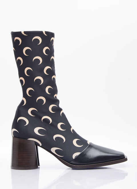 Marine Serre Regenerated Moon Jersey Ankle Boots Black mrs0254008