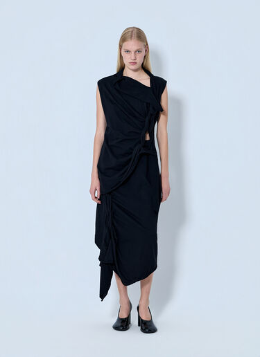 Yohji Yamamoto High Twisted French Terry Braided Top Black yoy0264007