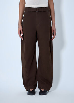 Lemaire Wide-Leg Tailored Trousers Brown lem0264007