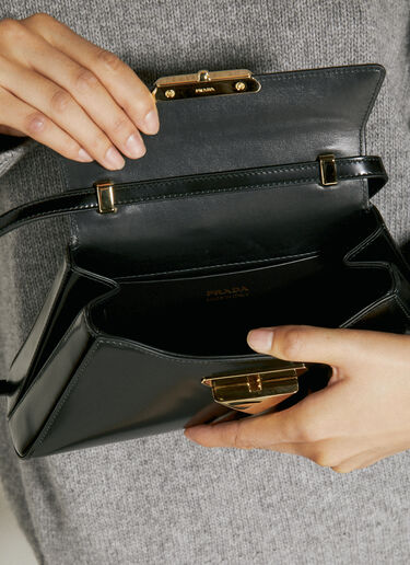 Brushed Leather Medium Handbag Prada Brushed Leather Medium Handbag Black pra0254056