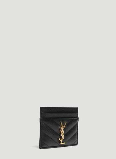 Saint Laurent モノグラム グレイン・ド・プードル マトラッセ カードケース ブラック sla0229037