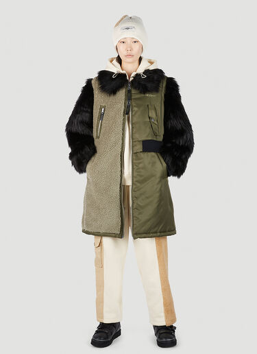 UGG x Feng Chen Wang Faux-Fur Sleeve Long Coat Khaki ufc0251001