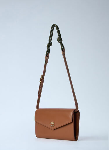 Cord Shoulder Strap Leather Wallet Miu Miu Cord Shoulder Strap Leather Wallet Brown miu0264210