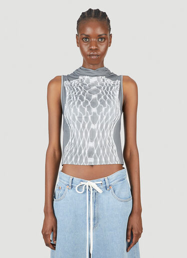 MM6 Maison Margiela Fishnet Print Top Grey mmm0251023