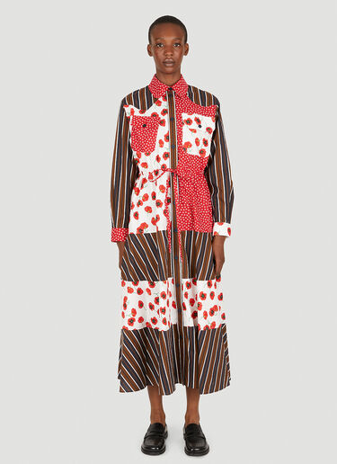 Kenzo 패널 미디 셔츠 드레스 브라운 knz0250002