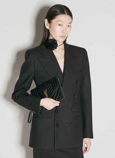 Saint Laurent 실크 새틴 플라워 목걸이 블랙 sla0255078