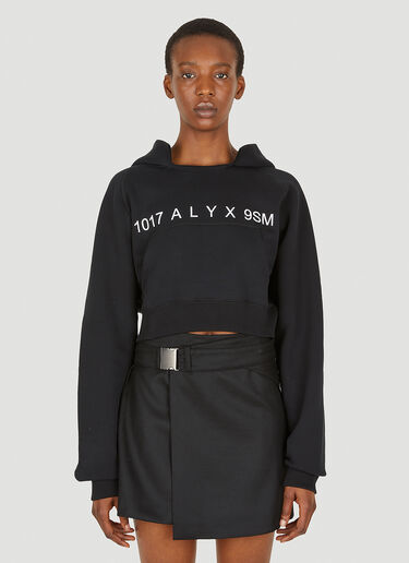 1017 ALYX 9SM クロップ ロゴ フード付きスウェットシャツ ブラック aly0249015