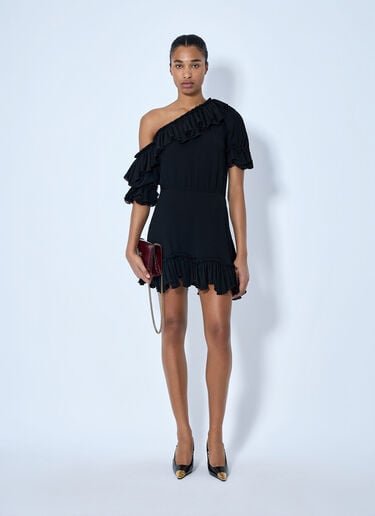 LN-CC® - Saint Laurent: Asymmetric Mini Dress - Black Saint Laurent Asymmetric Mini Dress Black sla0264046