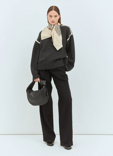 TOTEME Centered Monogram Silk Scarf Beige tot0259004