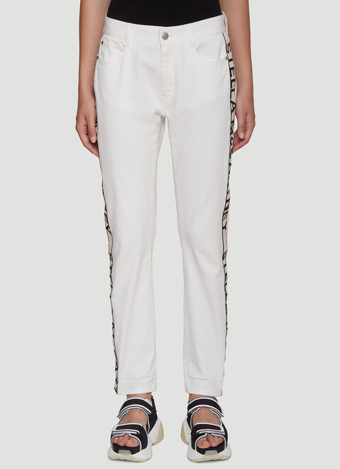 Saint Laurent Logo Stripe Jeans White sla0240012