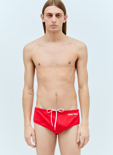 Miu Miu Logo Embroidery Bikini Briefs Red miu0156008