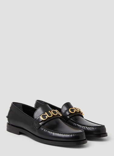 Logo Plaque Loafers Gucci Logo Plaque Loafers Black guc0150137