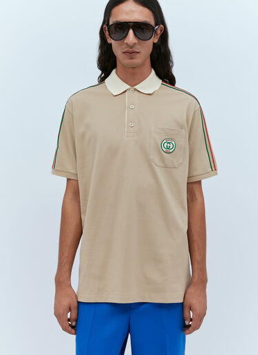 Gucci 로고 패치 폴로 셔츠 베이지 guc0153026