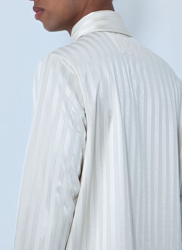 Metalwood Striped Long Sleeve Polo Shirt Beige met0164004