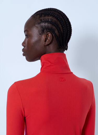 LN-CC® - Lacoste: Runway High Neck Printed Stretch T-shirt - Red Lacoste Runway High Neck Printed Stretch T-shirt Red lac0266002