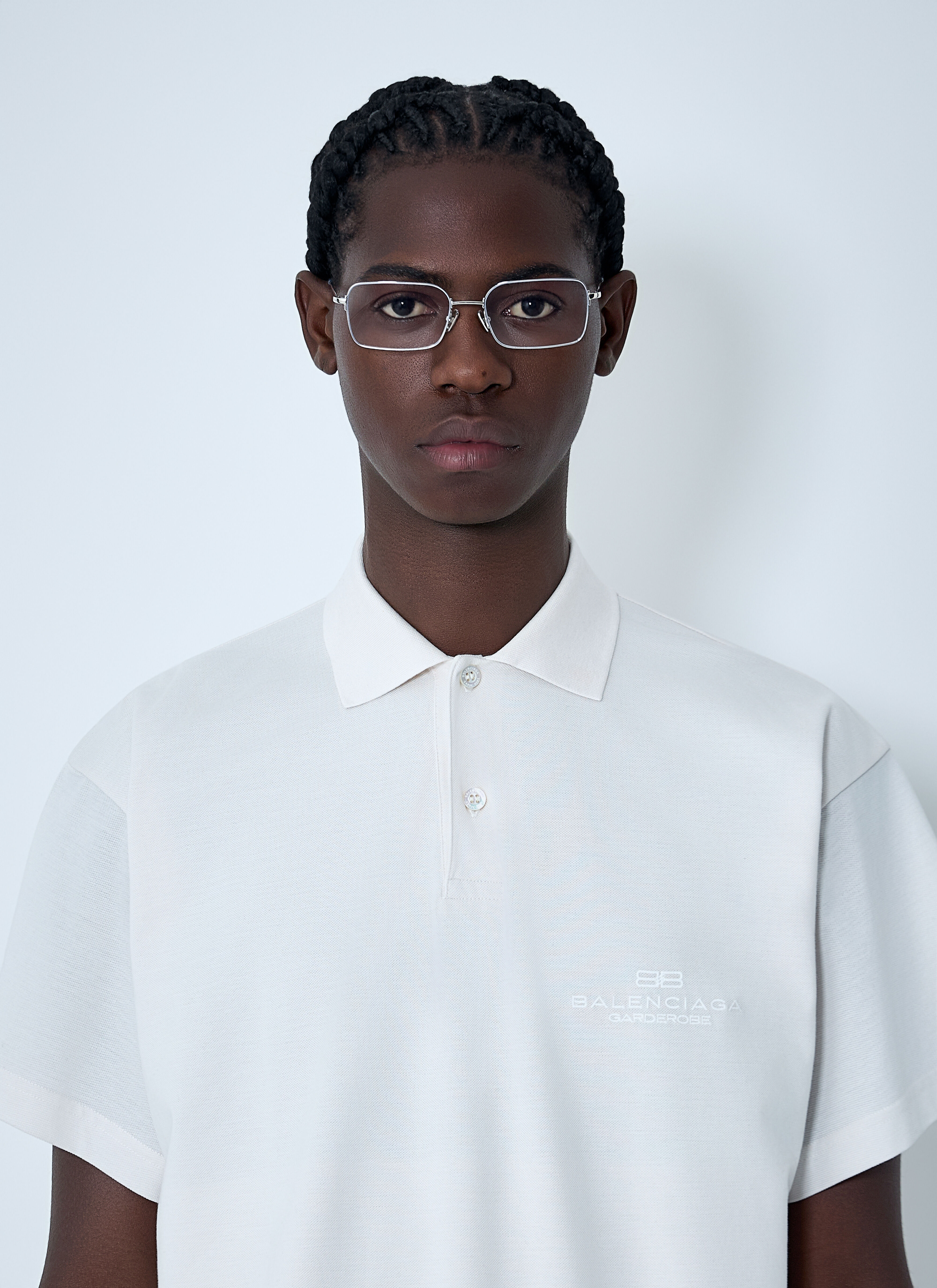 Balenciaga Men's' Invisible Rectangle Sunglasses in Silver | LN-CC®