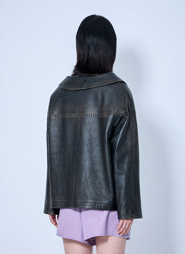 Prada Leather Button-Up Jacket Black pra0265004
