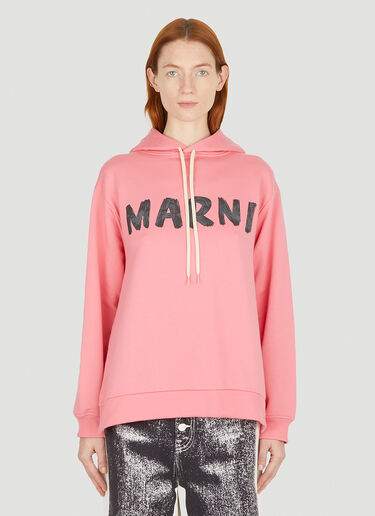 Marni Logo Print Hooded Sweatshirt Pink mni0251010
