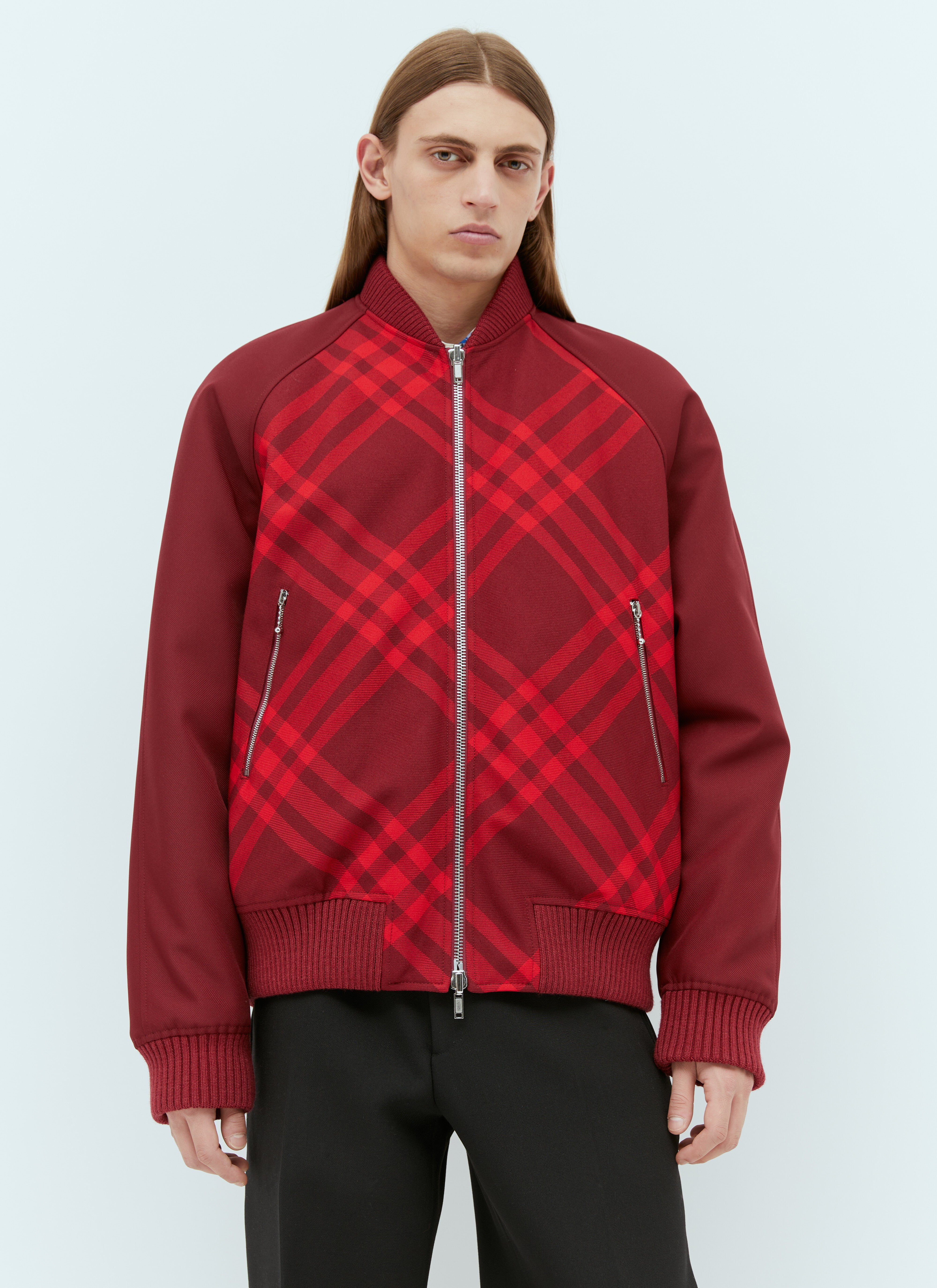Our Legacy Reversible Check Bomber Jacket Pink our0155003