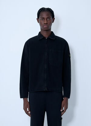 Stone Island Logo Patch Overshirt Black sto0164044