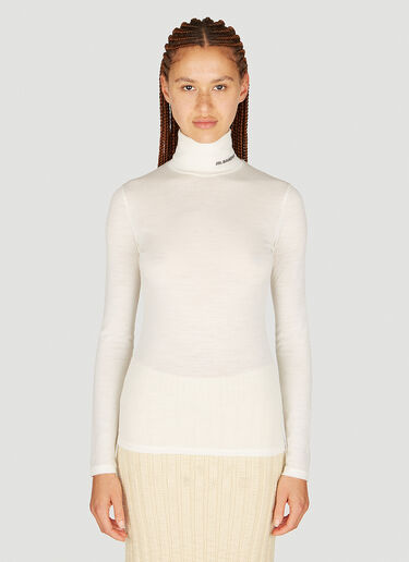 Jil Sander+ High Neck Long Sleeve Knit Top Cream jsp0249013