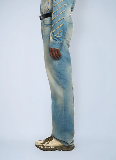 Off-White Diagonal Raw Patch 90S Skate Jeans Blue ofw0162051