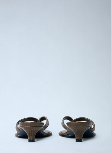 TOTEME Lizard-Embossed Flip Flops Olive tot0261055