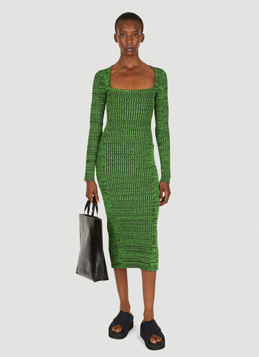 GANNI Square Neck Dress Green gan0251011