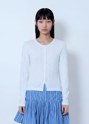 GANNI Compact Pointelle Rib Jersey Top White gan0265003
