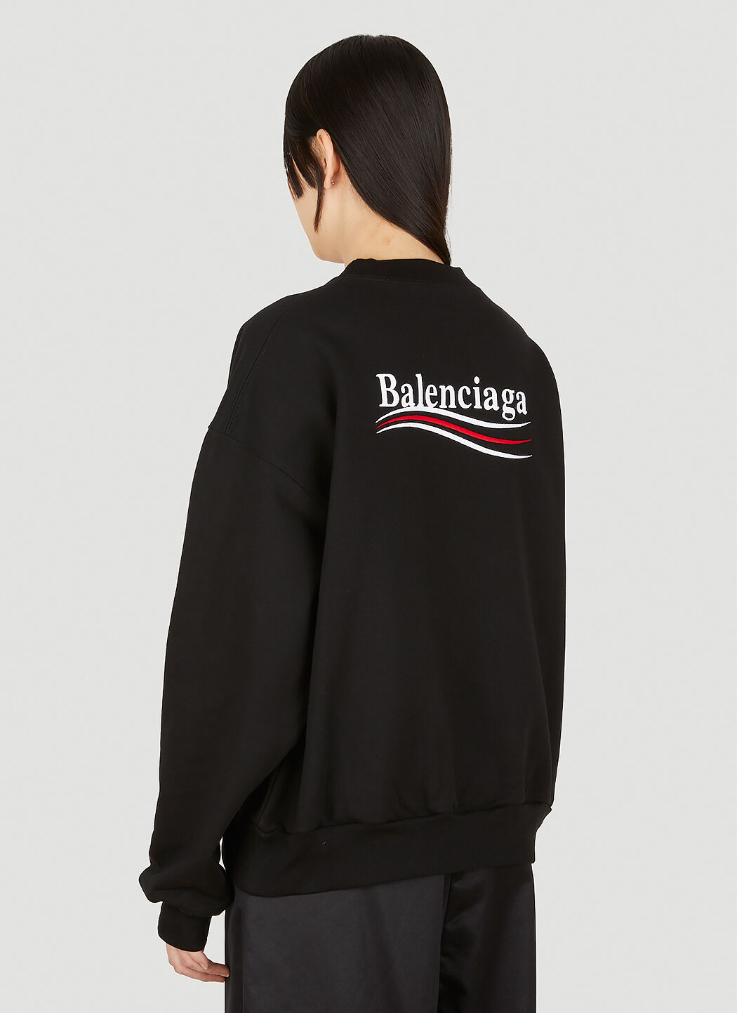 Balenciaga Logo Print Crewneck Sweatshirt in Black LN CC