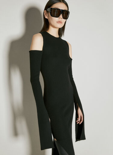 Rick Owens Cape Sleeve Maxi Dress Black ric0255019