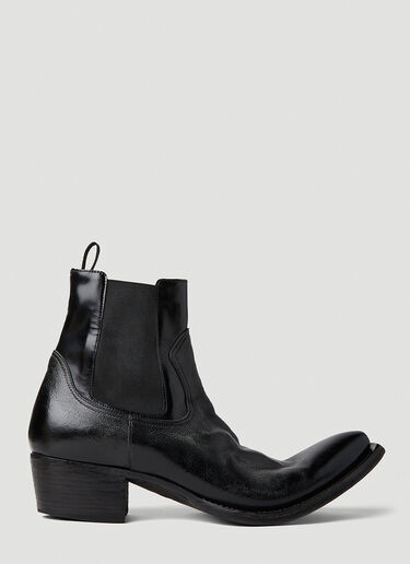 Prada Turn-Up Toe Cowboy Boots Black pra0152046