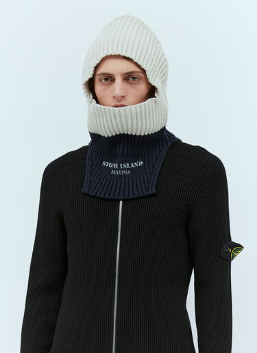Stone Island Logo Print Wool Balaclava Cream sto0154085