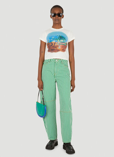 GANNI Striped Pants Green gan0251083