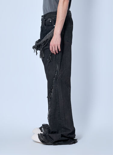 LN-CC® - Rick Owens DRKSHDW: Shredded Denim Slivered Bootcut Jeans - Dark Grey Rick Owens DRKSHDW Shredded Denim Slivered Bootcut Jeans Dark Grey drk0166008
