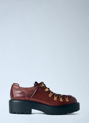LN-CC® - Miu Miu: Leather Lace Ups - Burgundy Miu Miu Leather Lace Ups Burgundy miu0266051