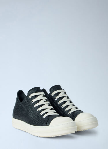 LN-CC® - Rick Owens: Textured Leather Low-Top Sneakers - Black Rick Owens Textured Leather Low-Top Sneakers Black ric0265042