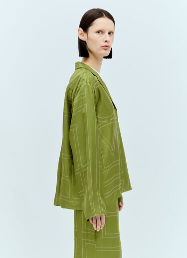 TOTEME Monogram Silk Pyjama Shirt Green tot0257012