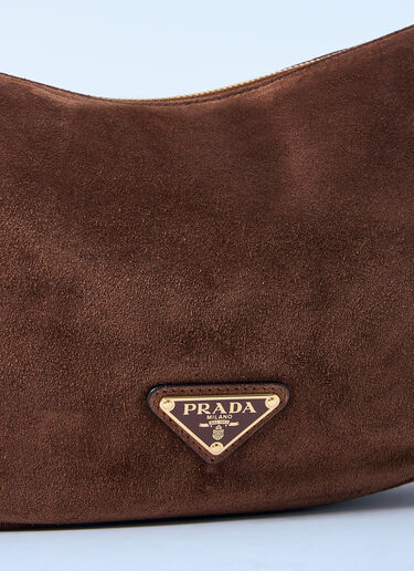 Prada Small Suede Shoulder Bag Brown pra0262019