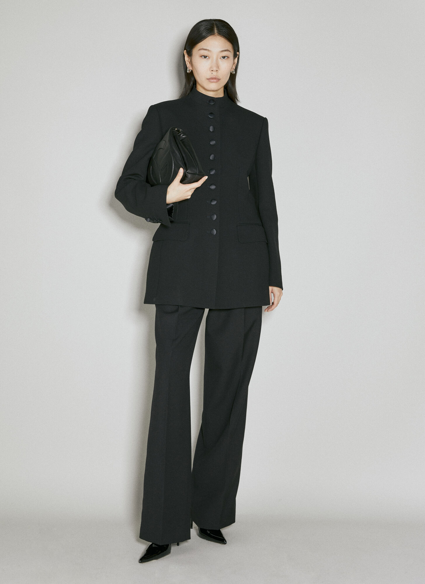 Shop Dolce & Gabbana Long Single-breasted Wool Cady Jacket In Black